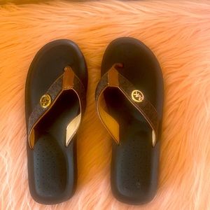 Michael Kors brown and gold sandals